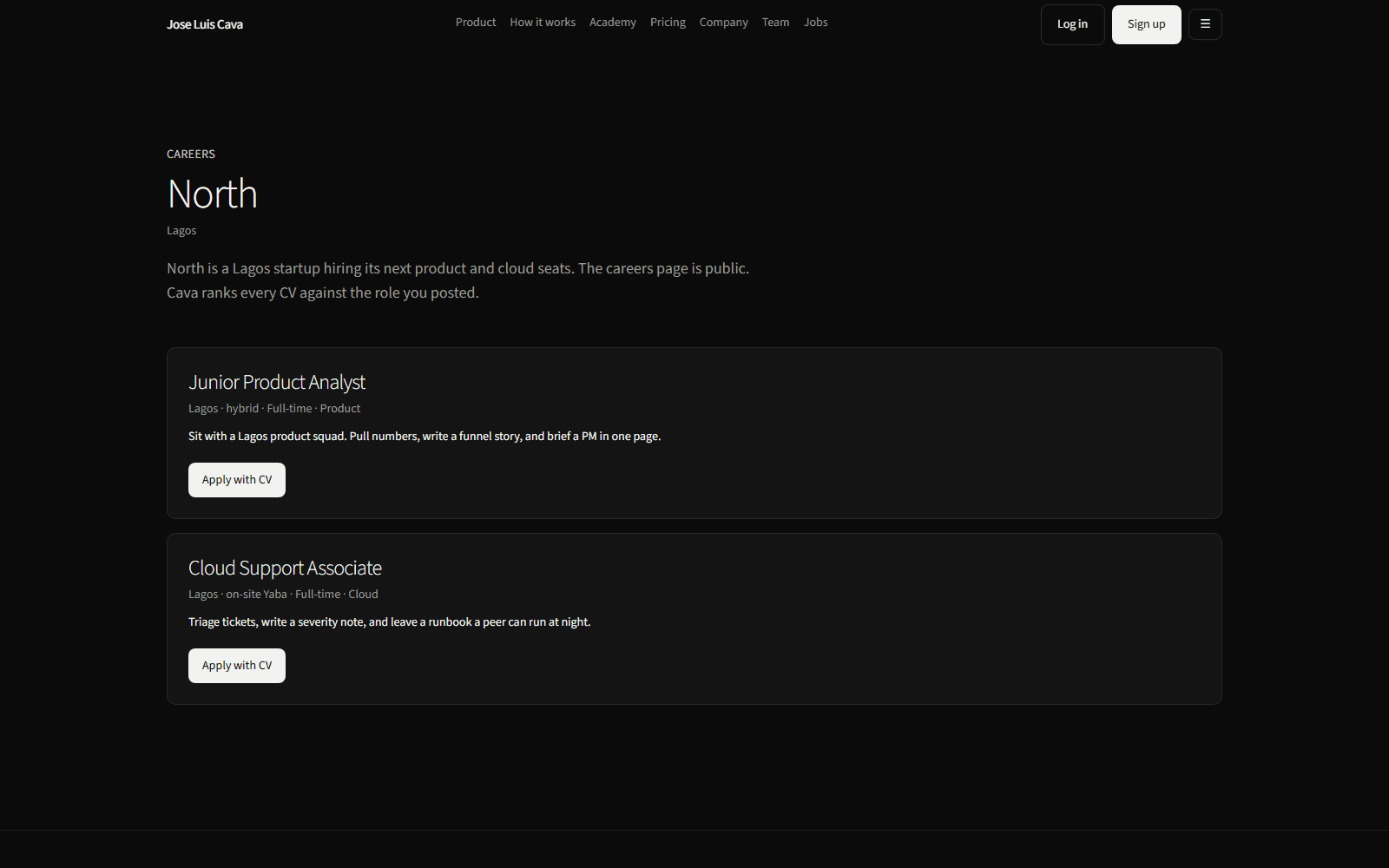 Careers page